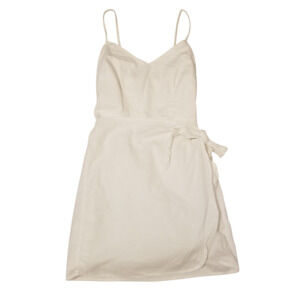 100% Cotton White Layered Wrap Tie Mini Dress Small Summer Abercrombie & Fitch